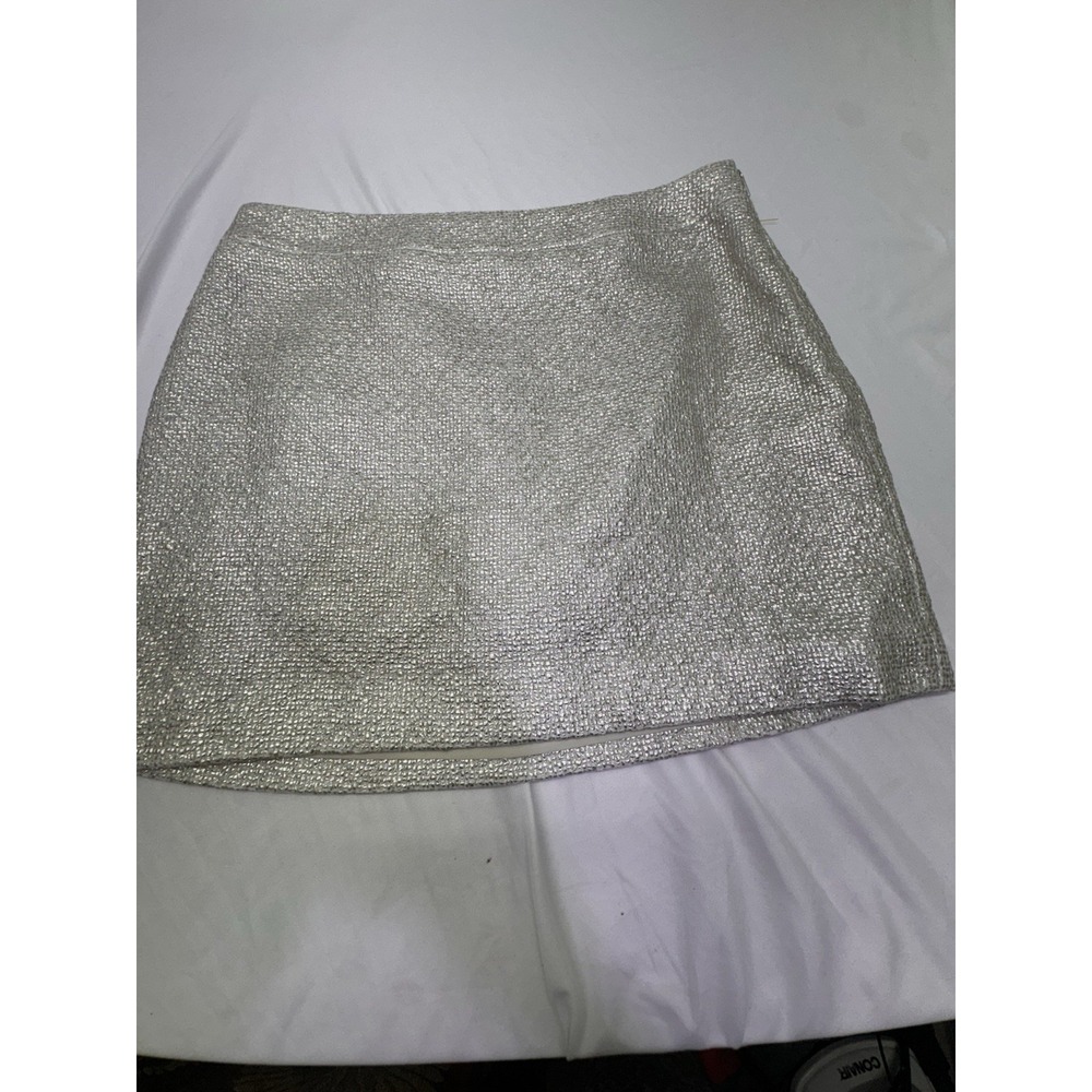Banana Republic Silver White Metallic Pencil Skirt Size 8 P Holiday New Years
